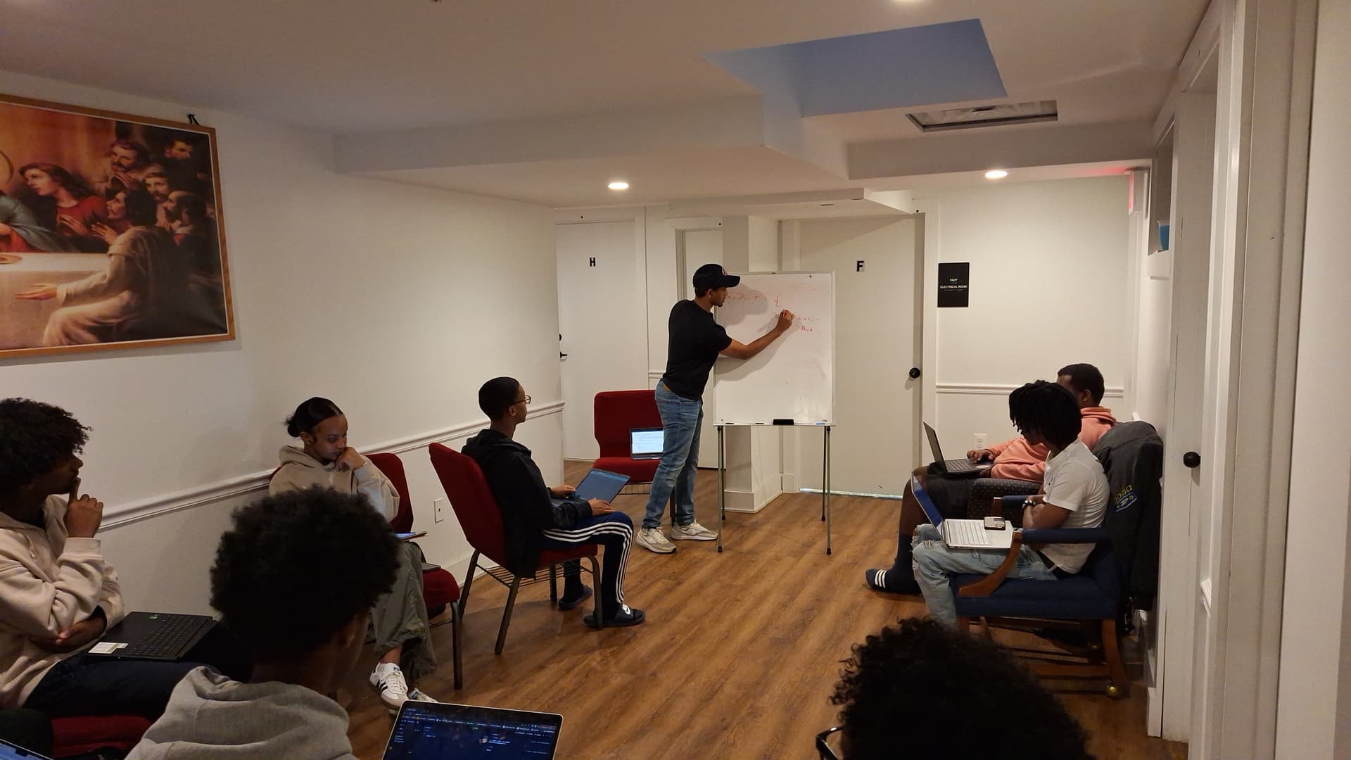 Students learning Python programming